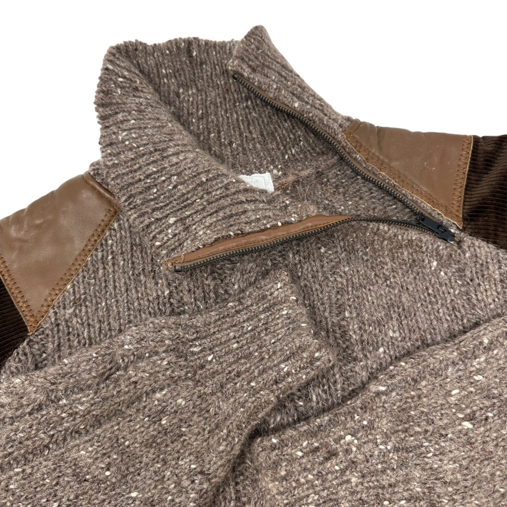 J.C. De Castelbajac Pour ICEBERG Wool‎ Mohair Sweater Leather Corduroy Small